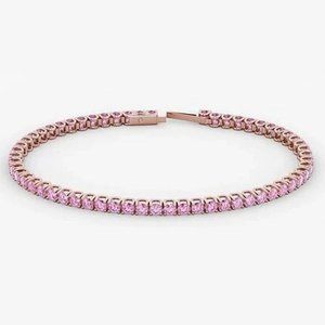 Pink Sapphire Tennis Bracelet Rose Gold 14K 5.90